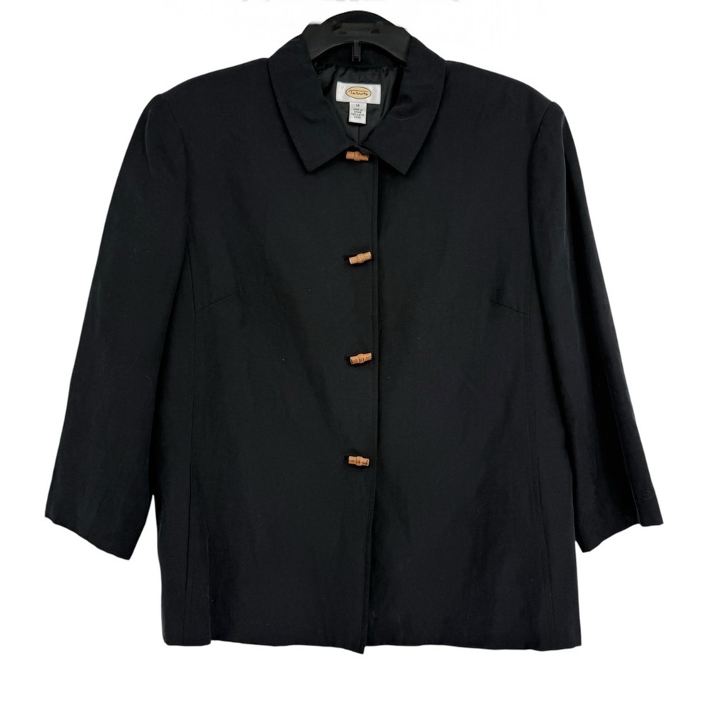 TALBOTS Women’s Blazer Jacket Size 14 Silk Linen Lined Barrel Button Vintage
